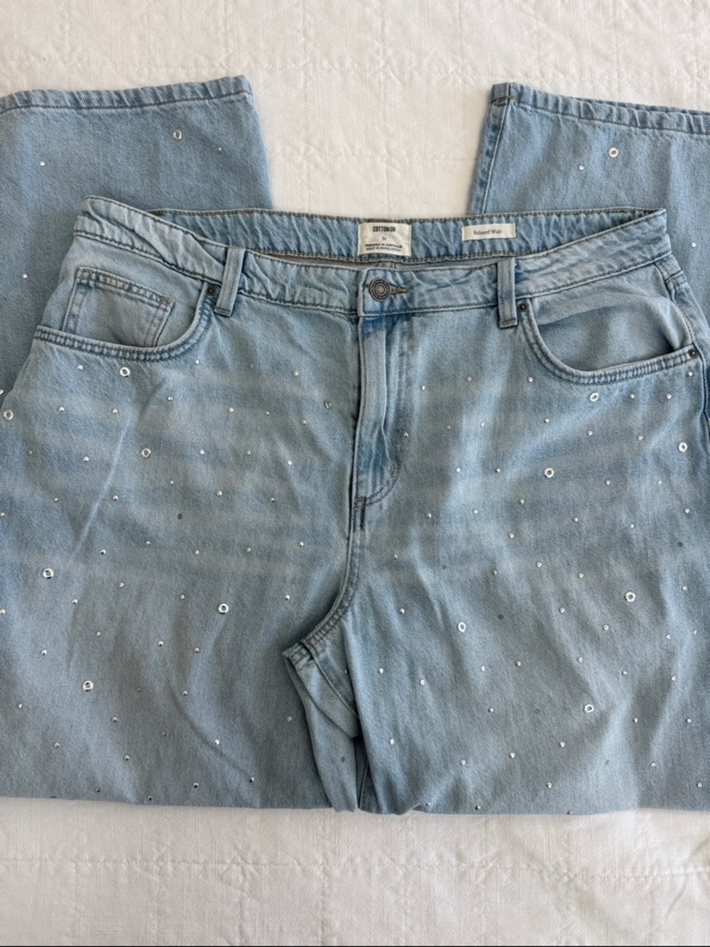 Cotton On Light Blue High-Rise Sequin Jeans, Women’s Size 36